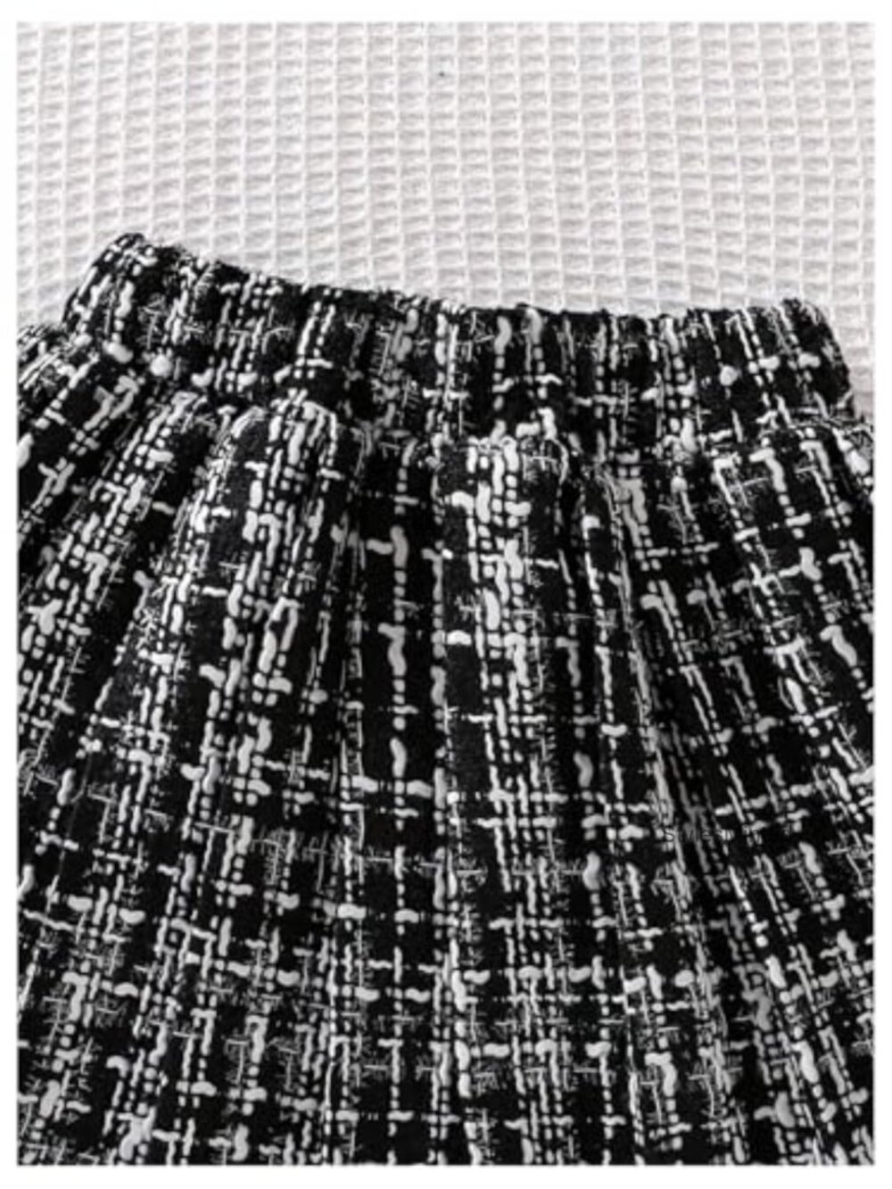 Girls Tweed Plaid 2 Piece Outfit Long Sleeve Button Up Jacket A Line Skirt Set - Picture 5 of 5